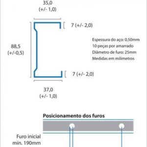 PERFIL MONTANTE DW 90MMX3000MMX0,5MM - 00170