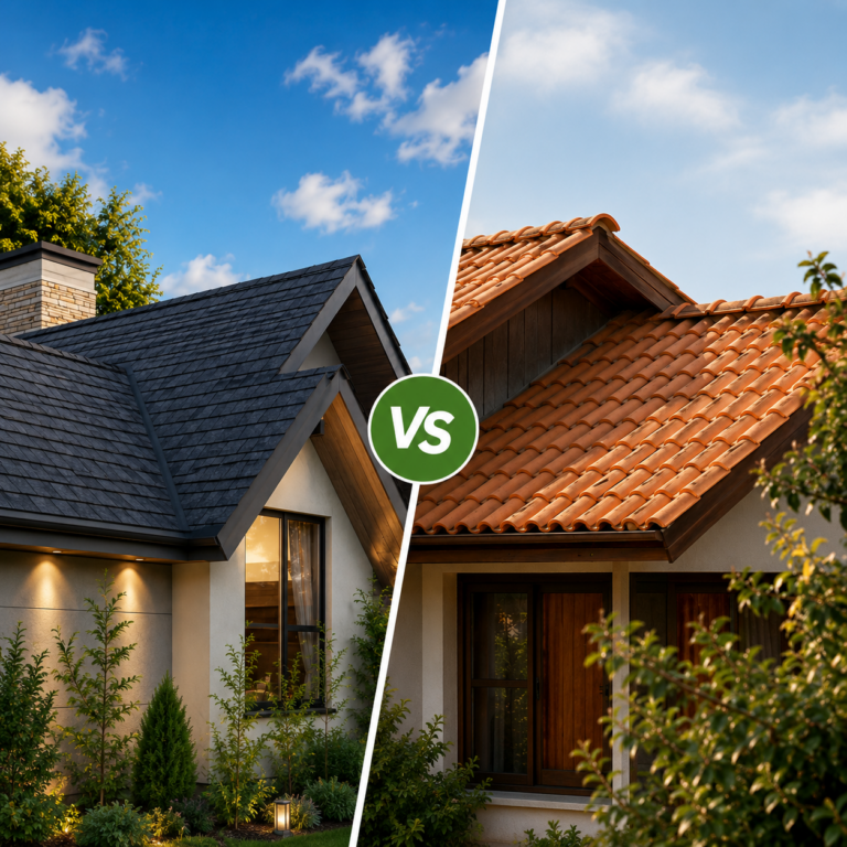 Comparação entre Telha Shingle e telha cerâmica em residências com diferentes estilos arquitetônicos